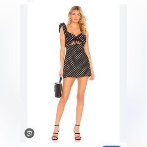 MAJORELLE Evie Black Mini Dress with White Polka Dots